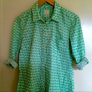 GAP Fitted Boyfriend Bicycle Print Shirt